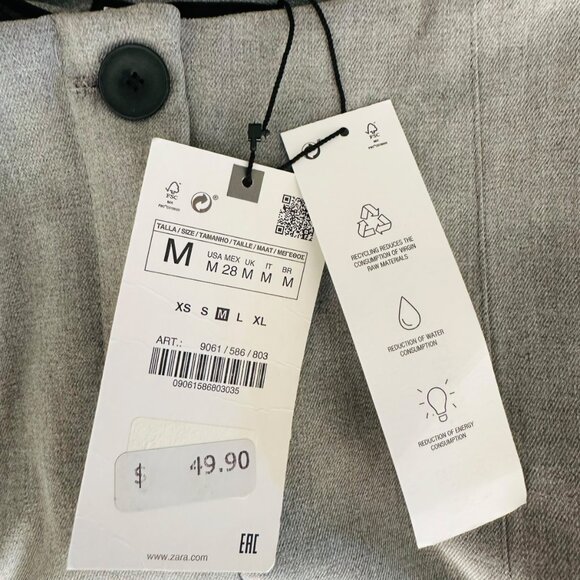 Zara Women's Size M High Rise No Waistband Light Gray Career Pants NEW - Picture 6 of 7